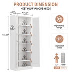 Metal Kitchen Pantry Cabinet - 72" Tall Storage with 5 Adjustable Shelves