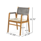 Outdoor 5 Pieces Rustic Patio Acacia Bistro Set with Cushions