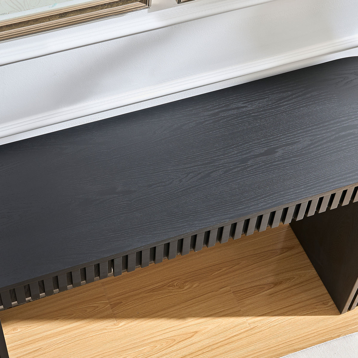 Modern Console Table with Drawer, 59-Inch, Vertical Stripe Design, Black