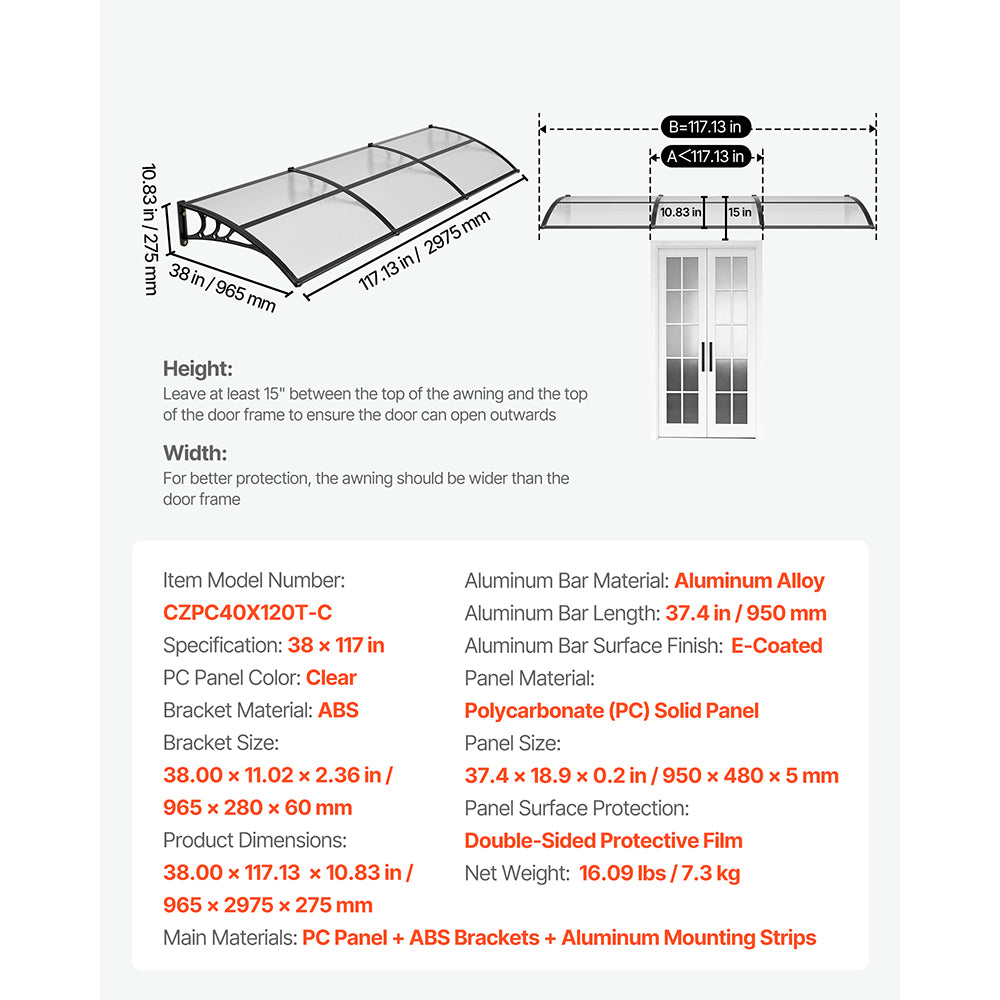 Polycarbonate Door Awnings