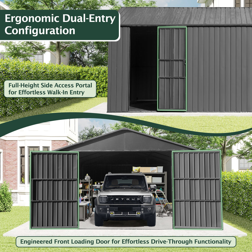 12x15FT Outdoor Metal Garage Shed