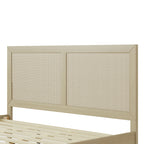 Solid Wood Platform King Bed With Rattan
