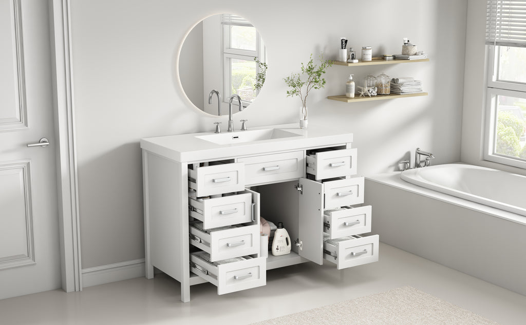 48" Bathroom Vanity with Sink, 2 Doors and 8 Drawers