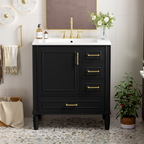 Traditional 30" Black Bathroom Vanity Set