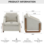 Chenille Fabric Modern Upholstered Armchair with Wooden Side Frame