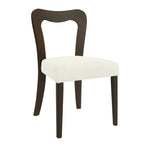 Dining Chair Without Arm Set of 2 - Dark Brown and Beige