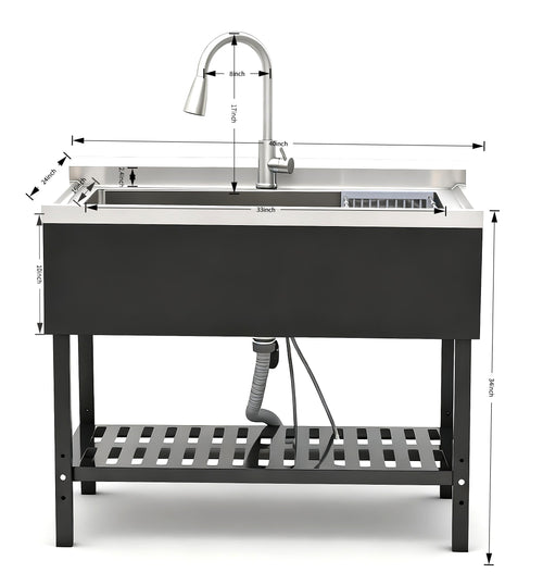 Freestanding Stainless Steel Utility Sink