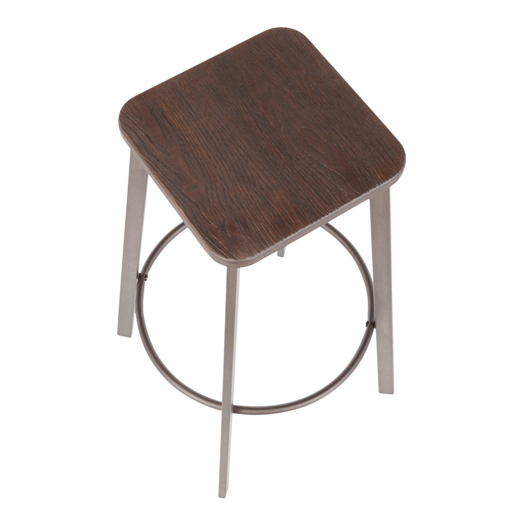 Square Barstool in Antique Metal