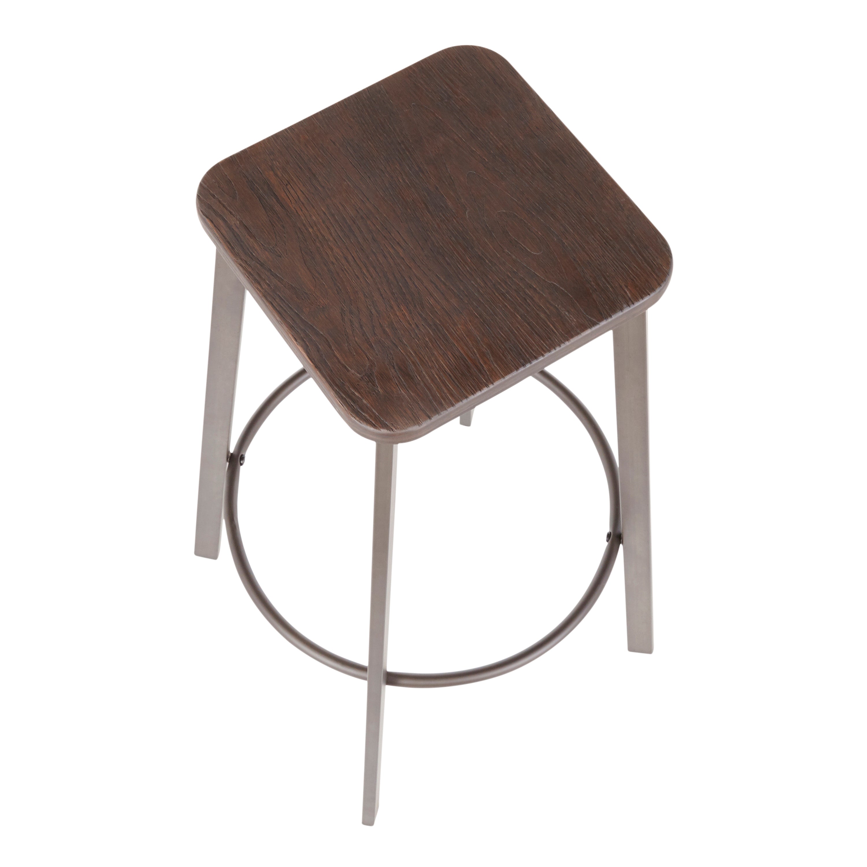 Square Barstool in Antique Metal