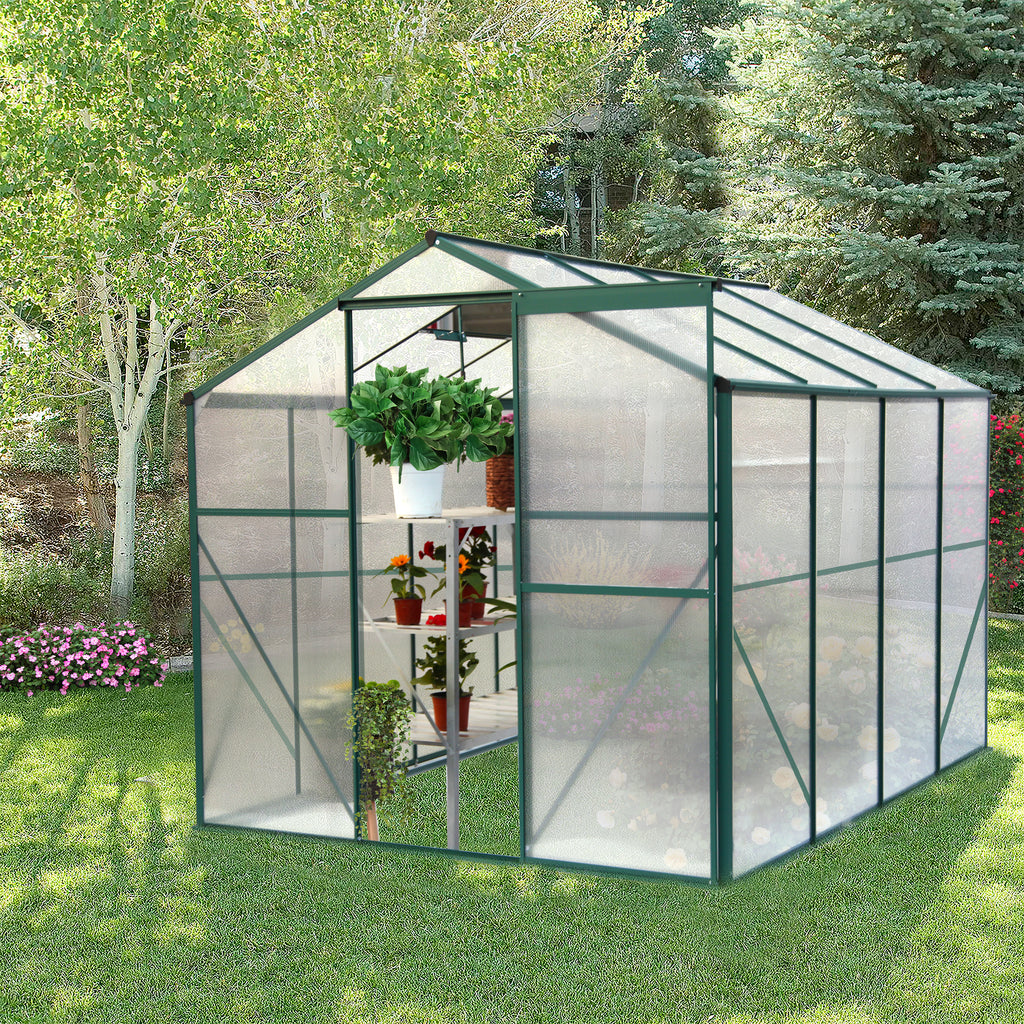 Polycarbonate Greenhouse - 6' x 8' Heavy Duty Walk-in Garden Greenhouse