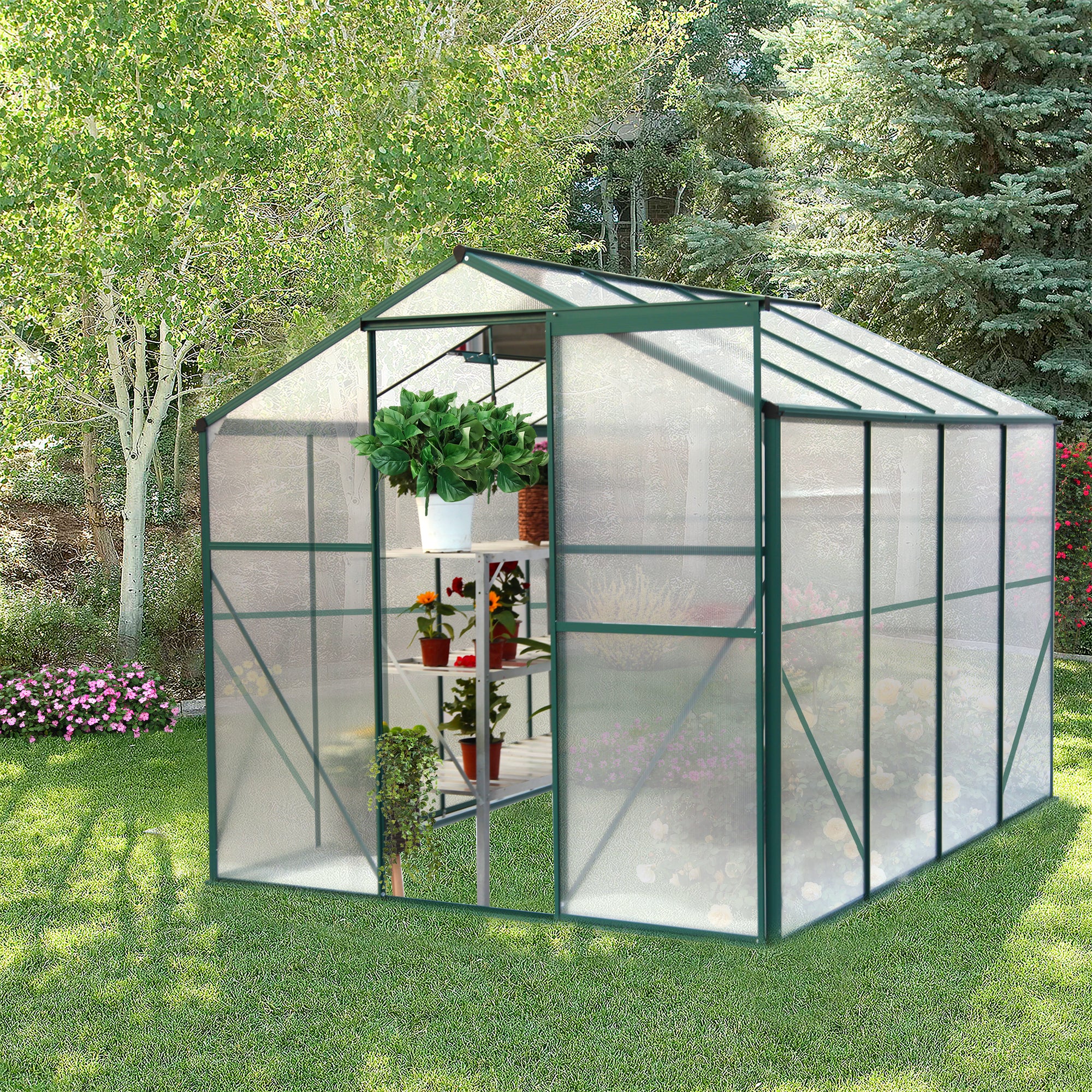 Polycarbonate Greenhouse - 6' x 8' Heavy Duty Walk-in Garden Greenhouse