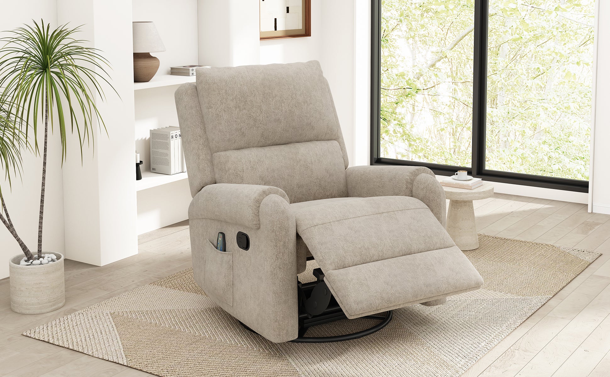 Manual Recliner Massage Recliner Chair in Oatmeal