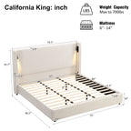 California King Size Upholstered Bed Frame with High Wingback Headboard