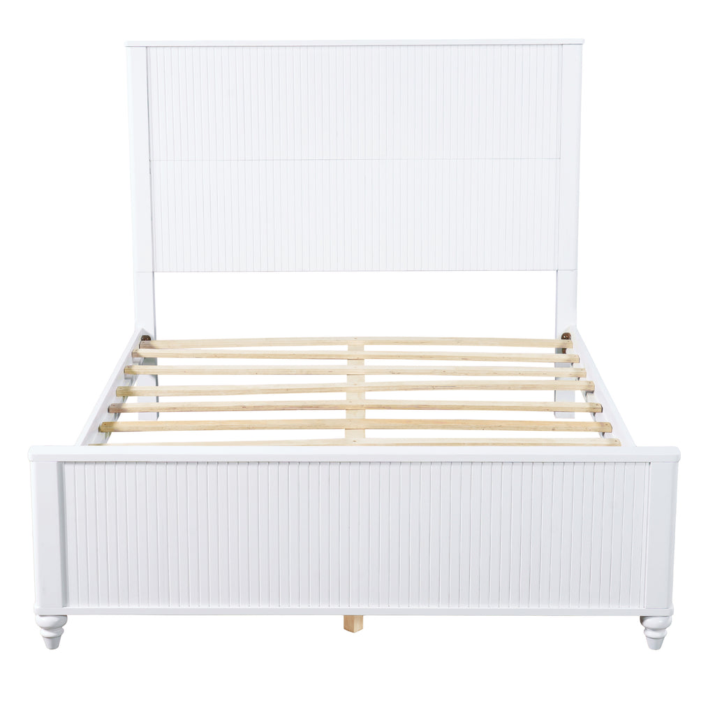 White Queen Size Bed Frame - Solid Wood & MDF