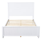 White Queen Size Bed Frame - Solid Wood & MDF