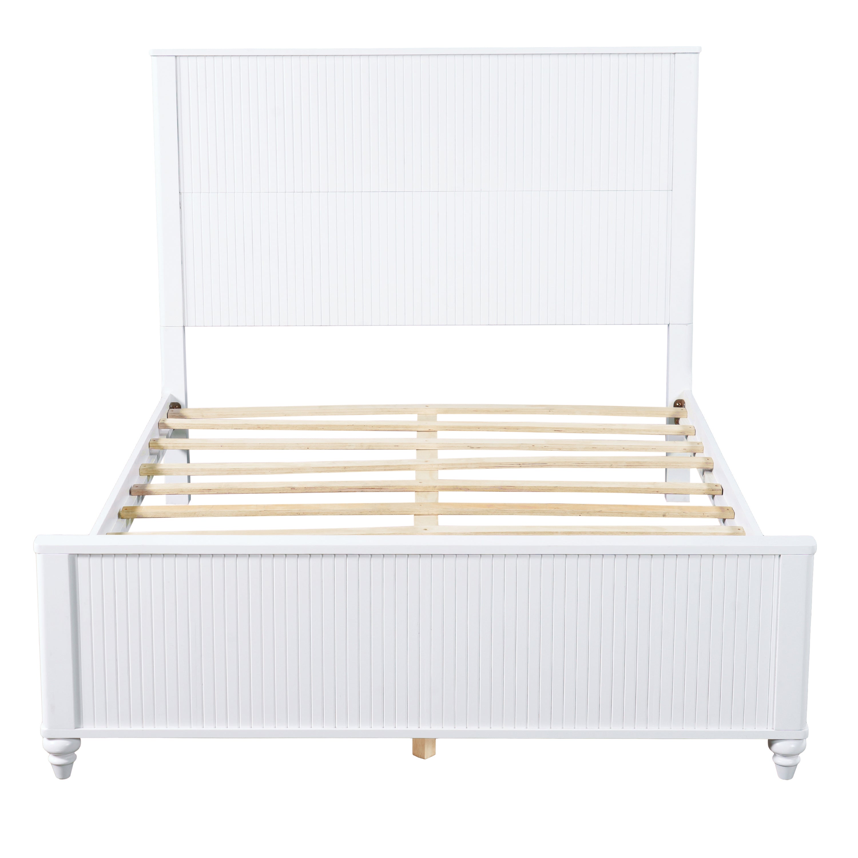 White Queen Size Bed Frame - Solid Wood & MDF