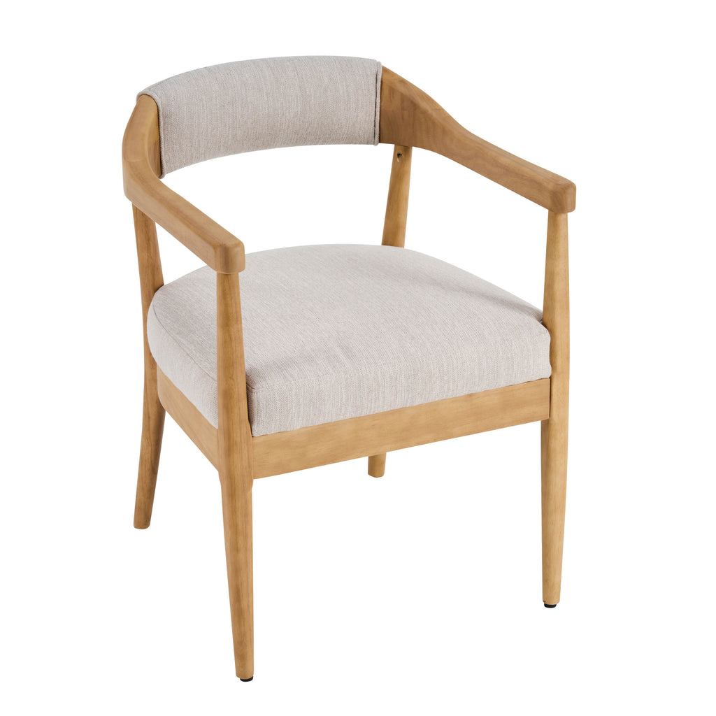 Wood Frame Upholstered Dining Chairs with Armrests - Set of 2