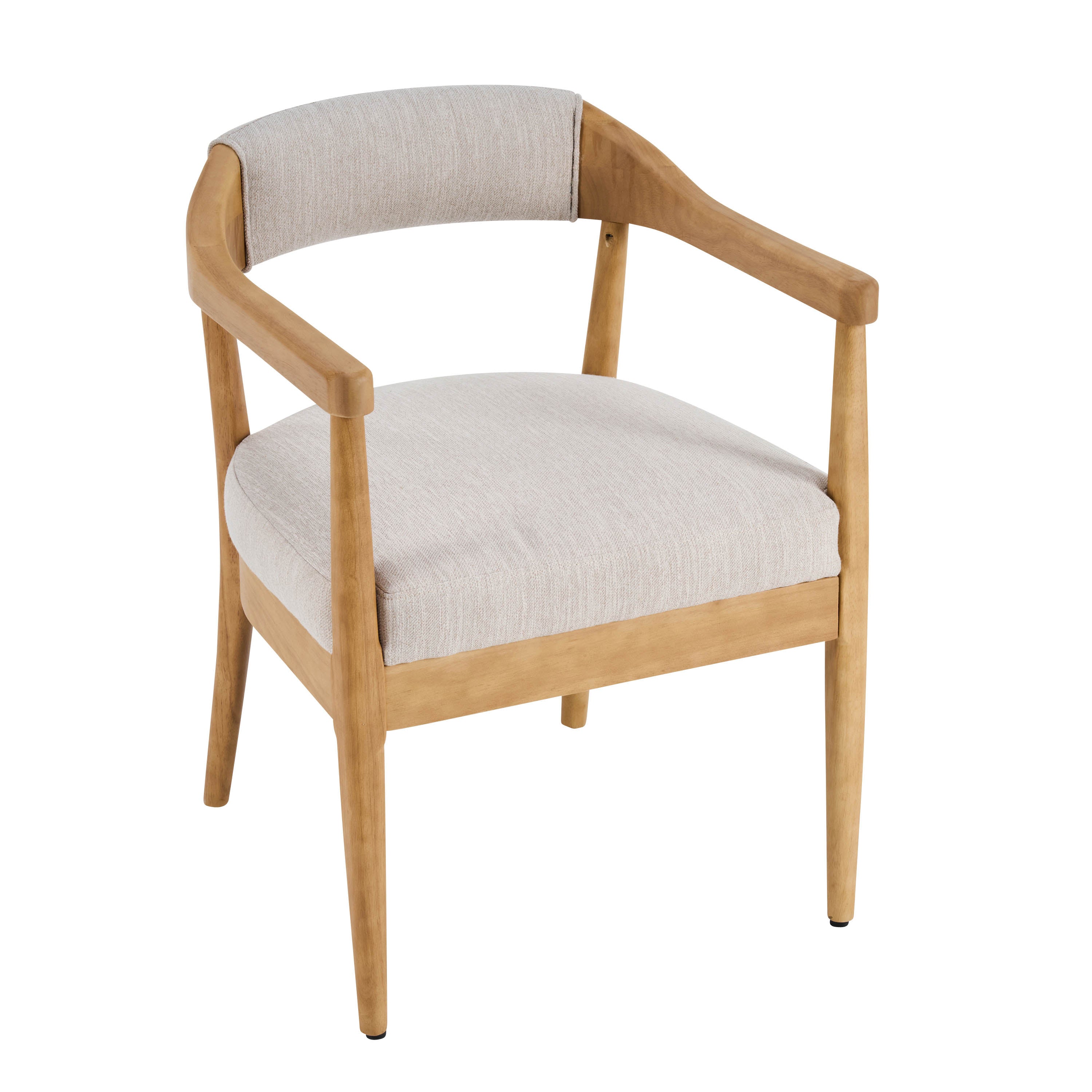 Wood Frame Upholstered Dining Chairs with Armrests - Set of 2