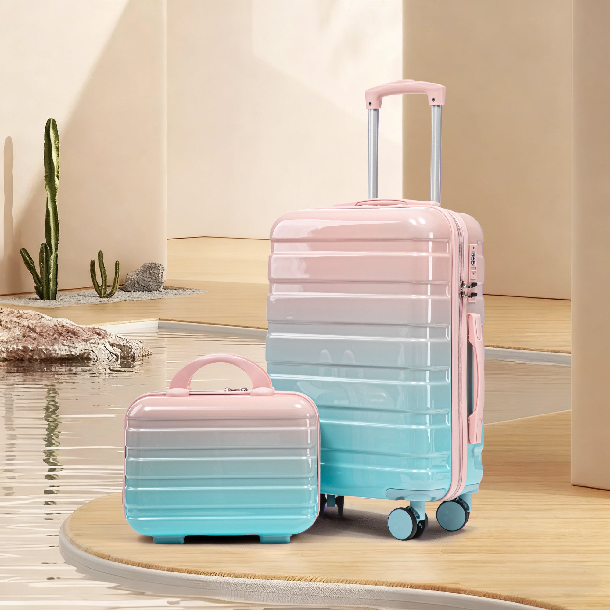 14"/20" 2-Pieces PC Spinner Wheel Carry On Luggage Set