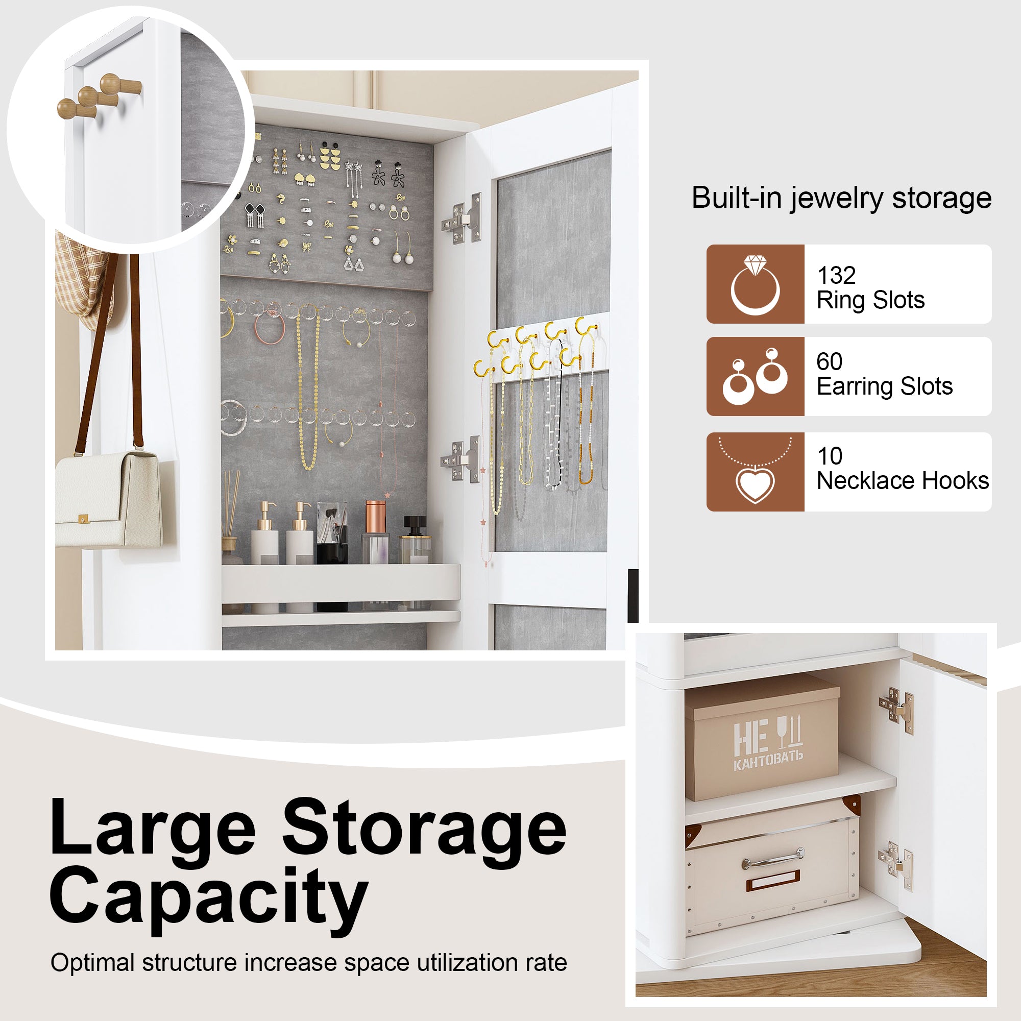 360° Rotating Makeup & Jewelry Cabinet
