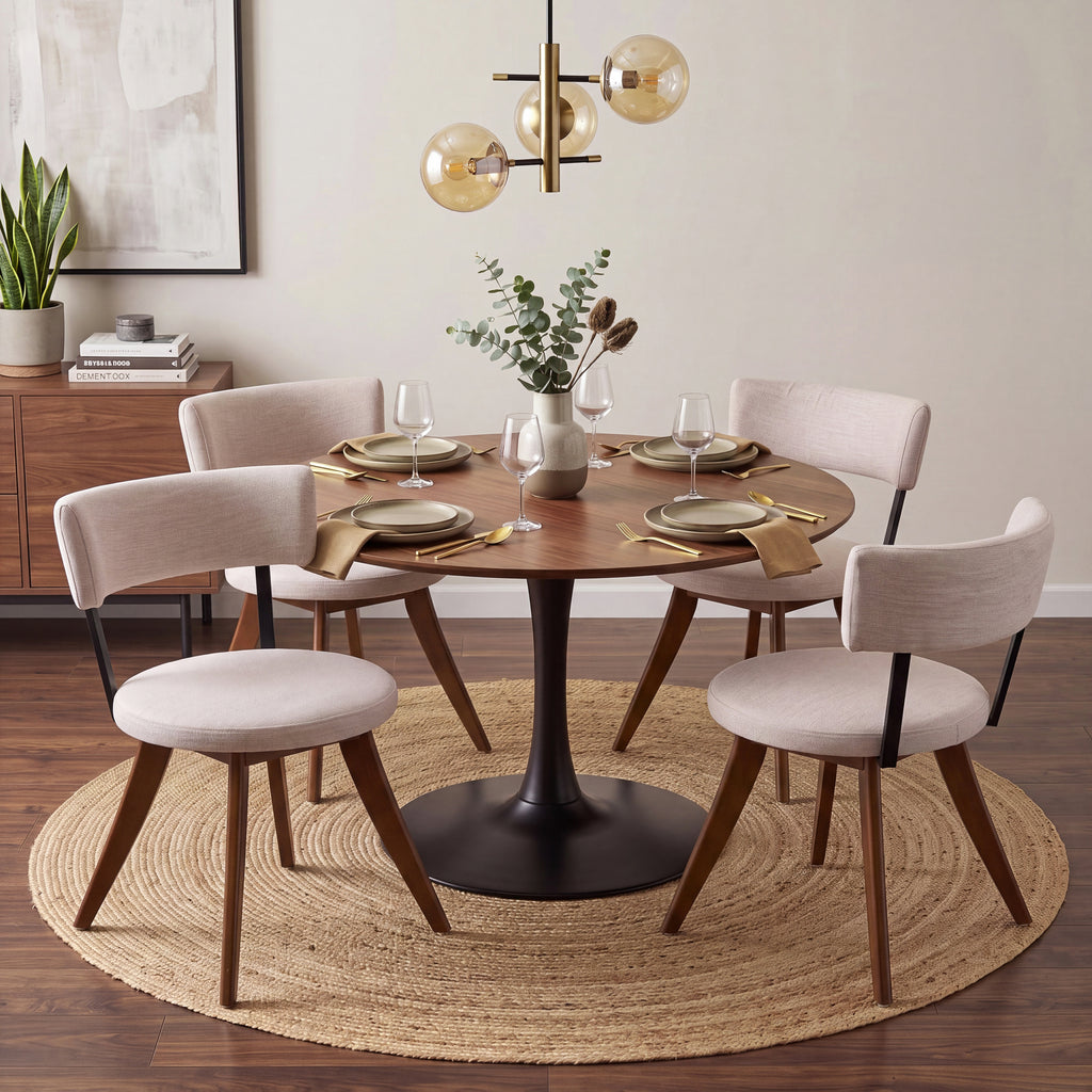 Modern Upholstered Dining Chairs with Curved Back
