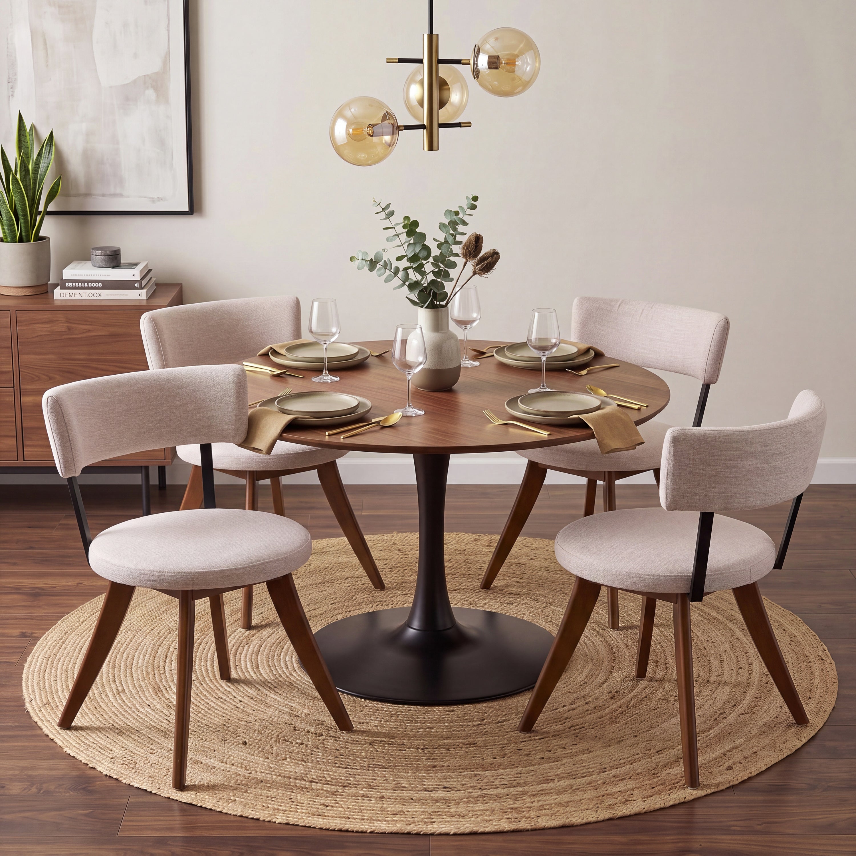 Modern Upholstered Dining Chairs with Curved Back