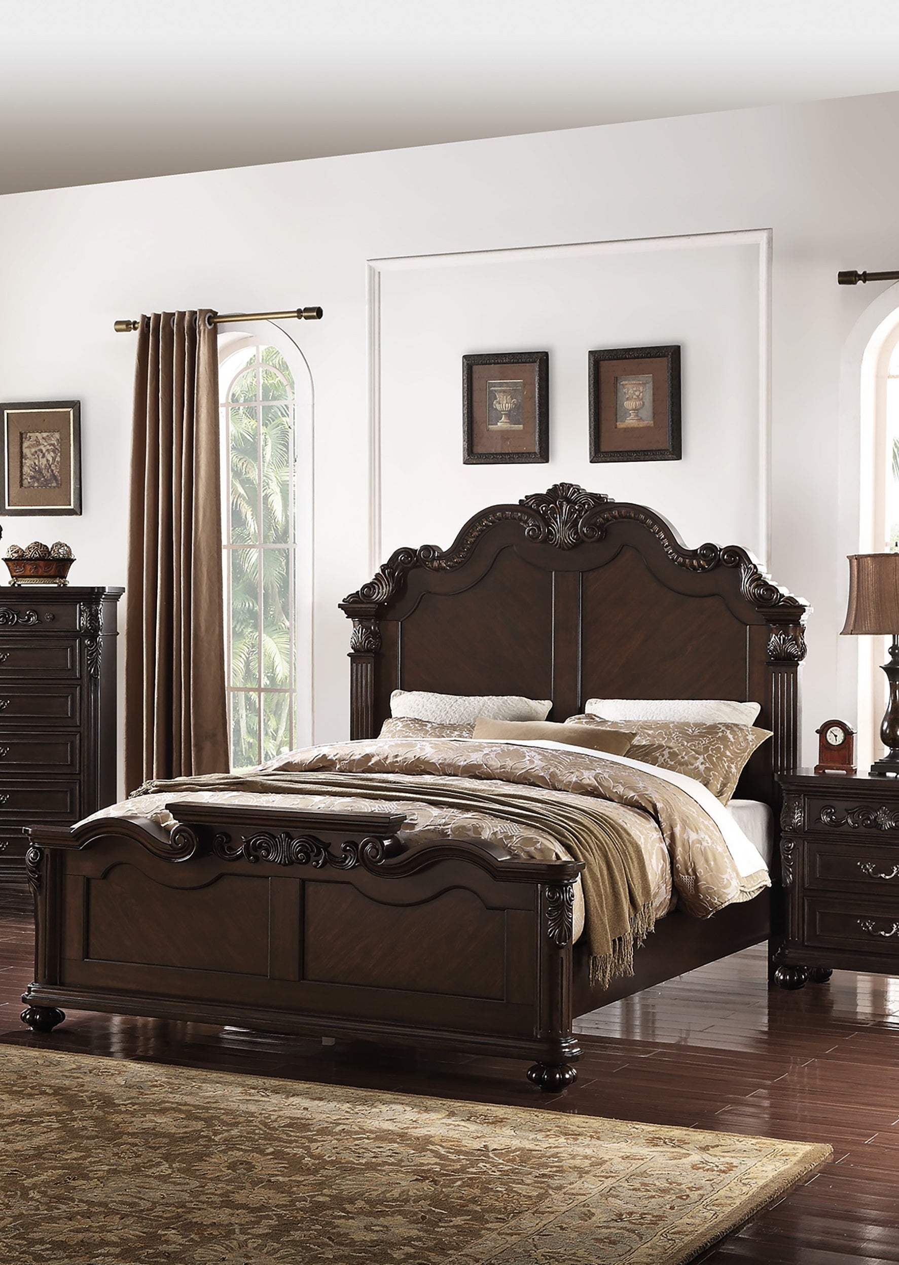 Majestic Formal Queen Size Bed 2x Nightstands Set