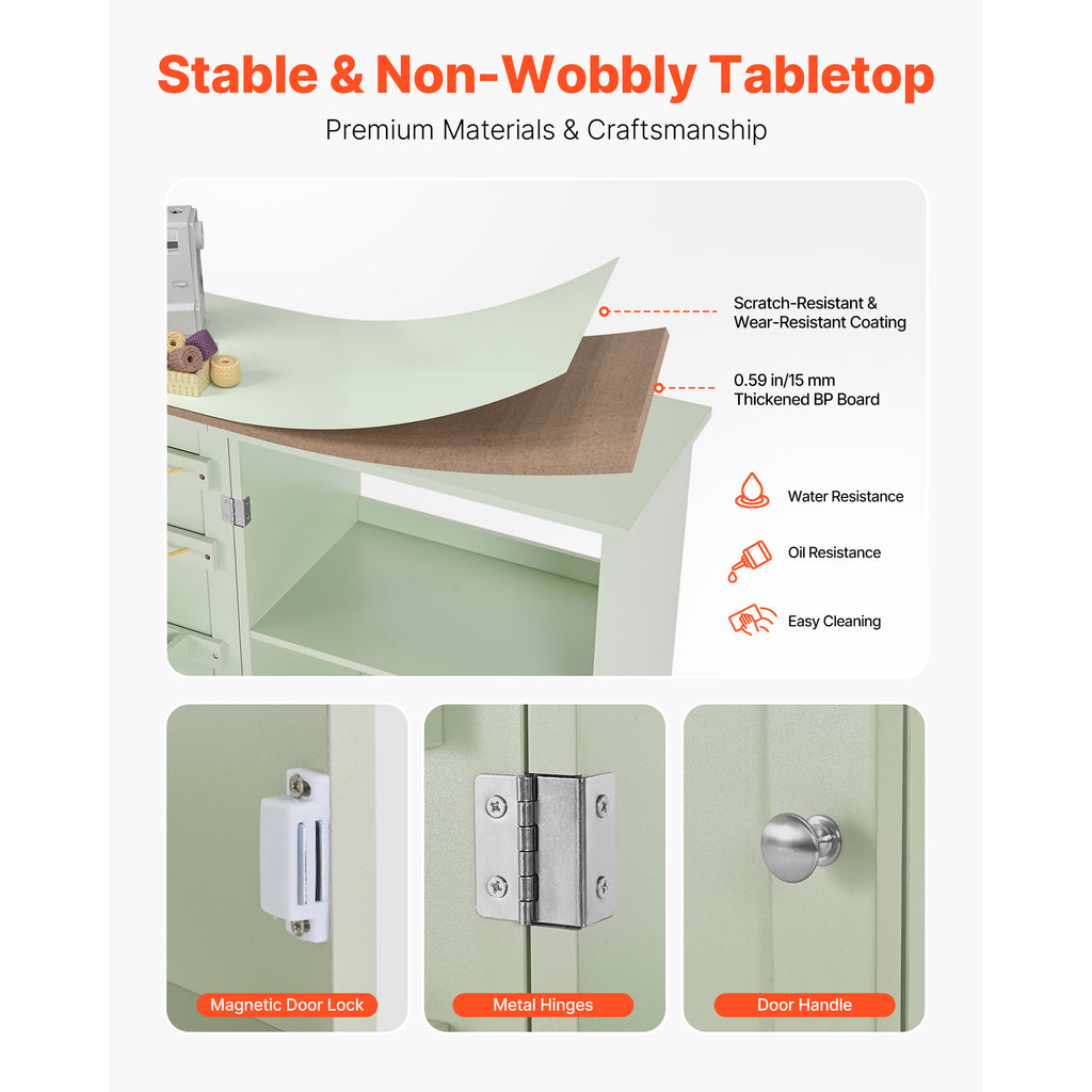 Folding Sewing Table - Multipurpose Craft Station with Storage