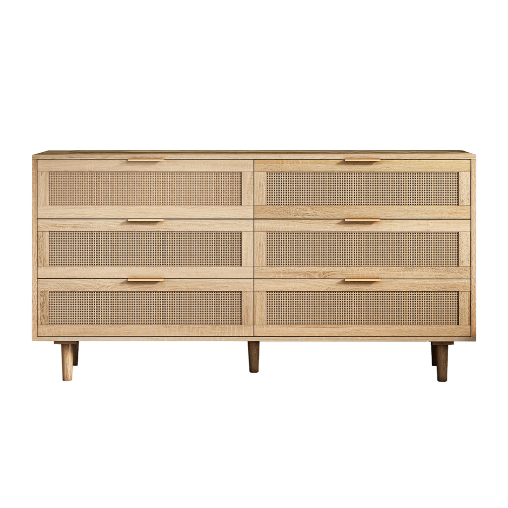 59.06" 6-Drawer Rattan Storage Cabinet