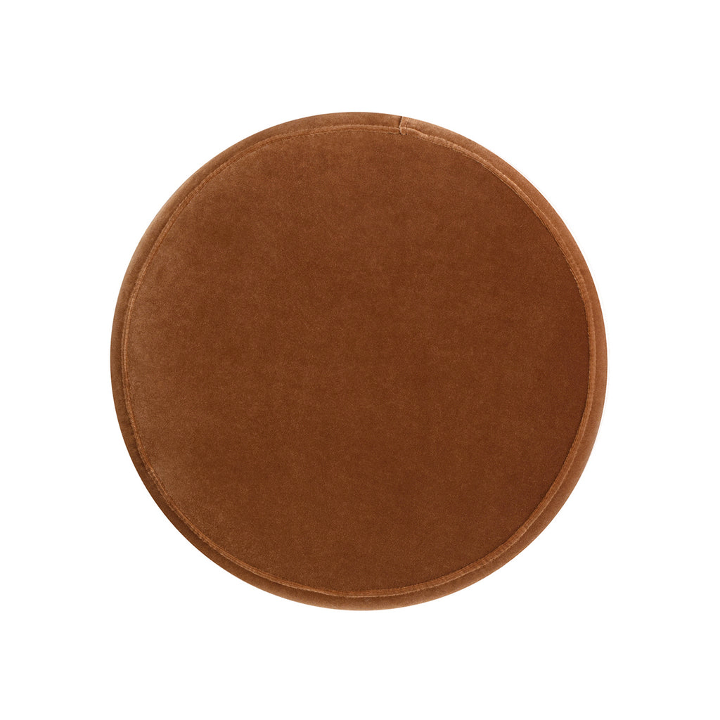 Edward 17.5" Round Upholstered Ottoman with Bullion Fringe