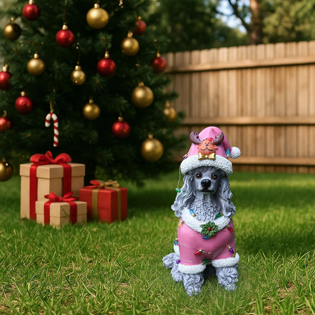 Christmas Poodle Statue