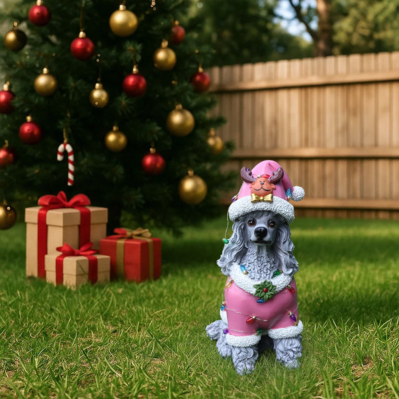 Christmas Poodle Statue