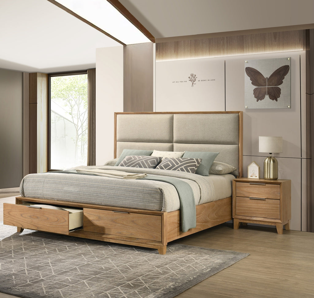 1pc Contemporary 2-Drawer Nightstand