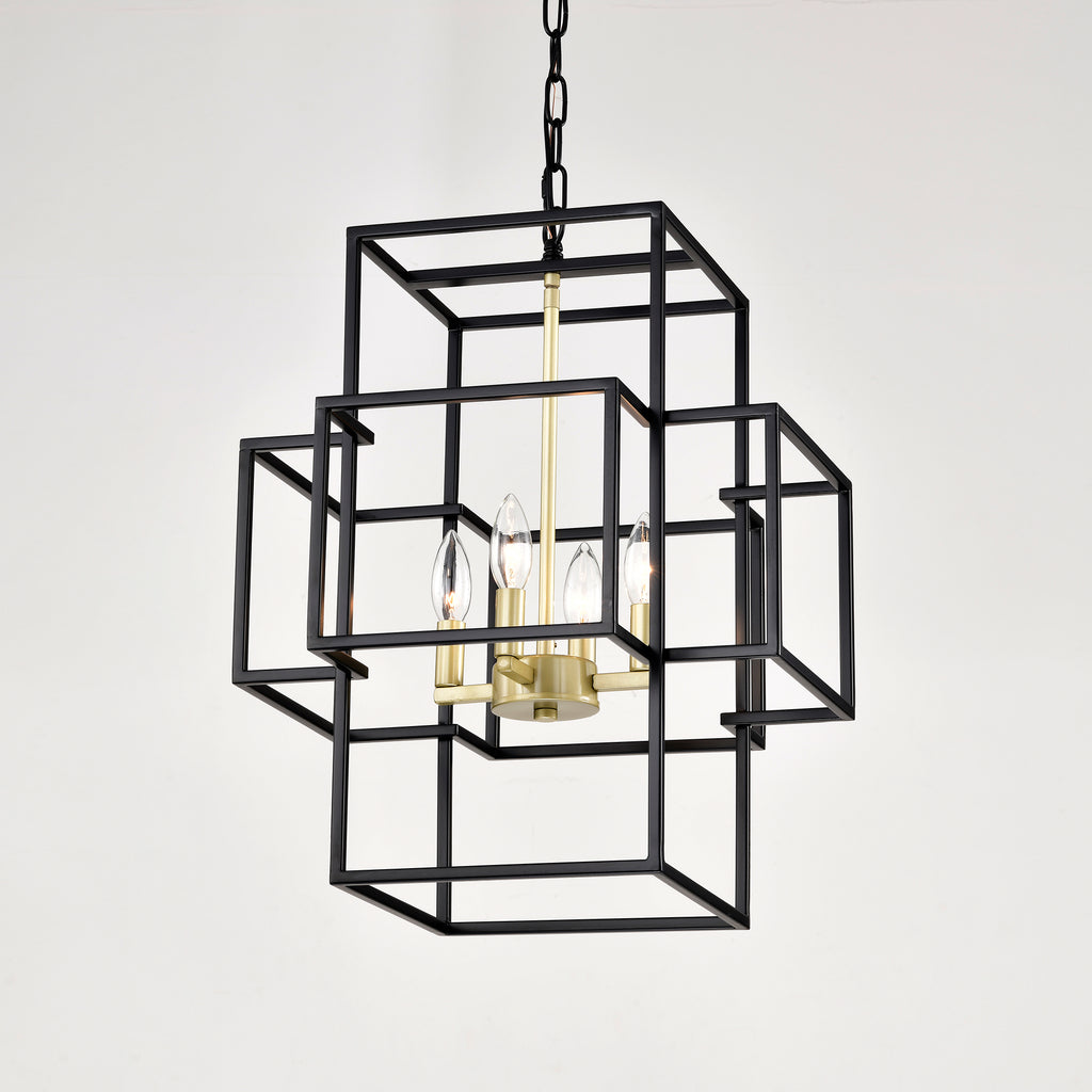 4-Light Metal Lantern Tiered Pendant Hanging Light Fixtures