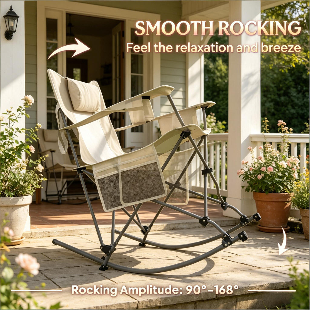 Set of 2 Rocking Park Chair - Portable Outdoor Folding Chairs