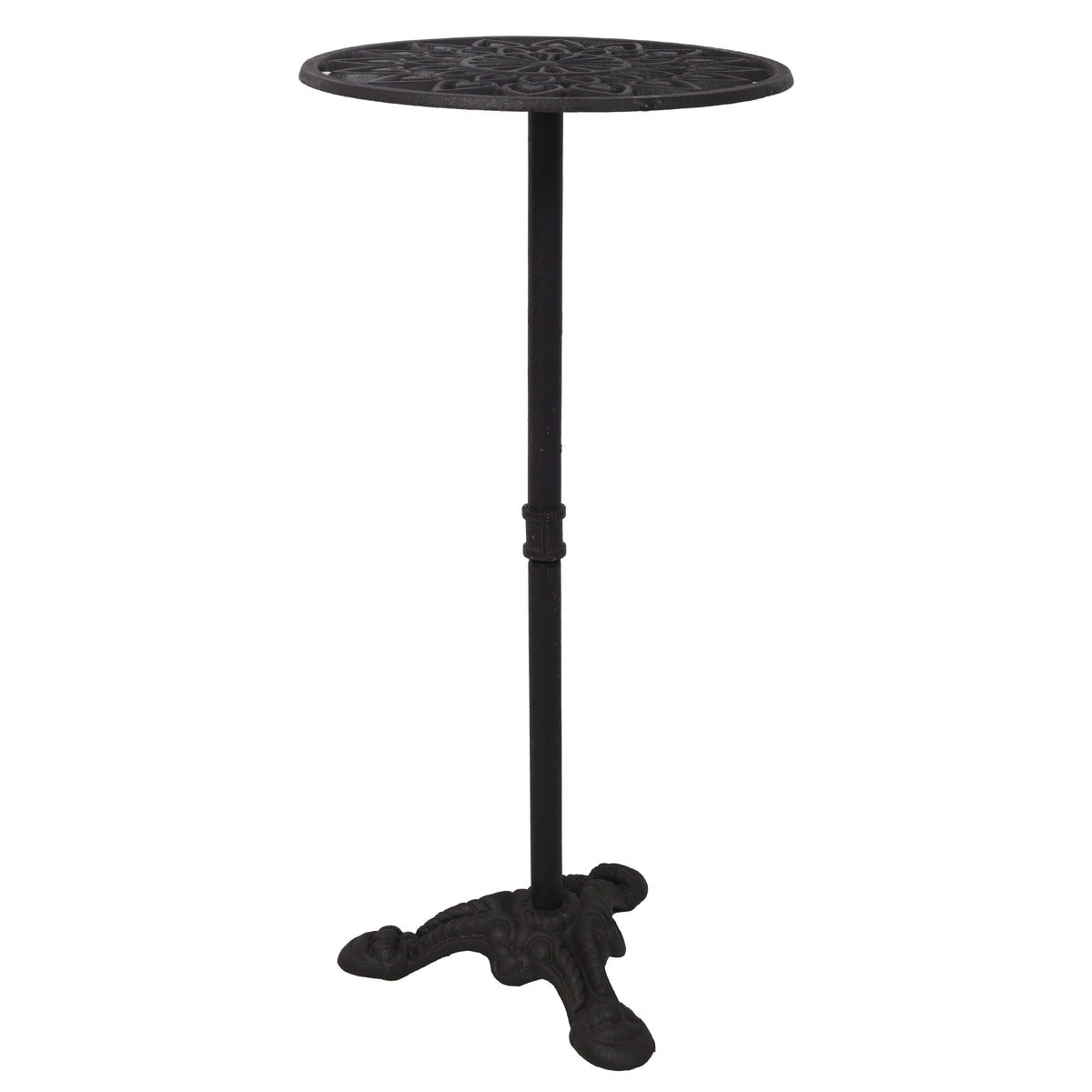 Single Tier Cast Iron Plant Stand, Tall, Black, Vintage Floral Openwork