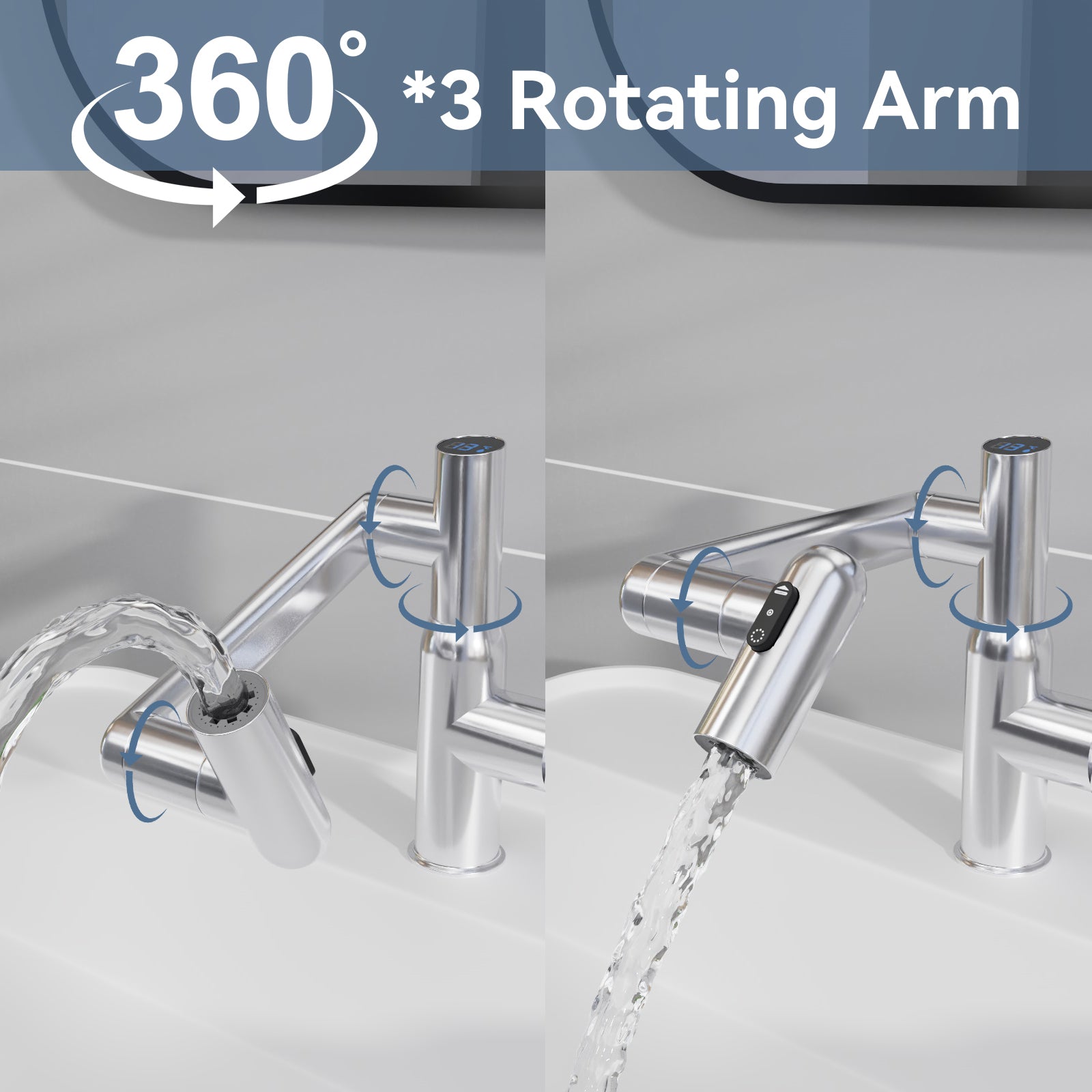 Chrome Bathroom Sink Faucet with Spray Function