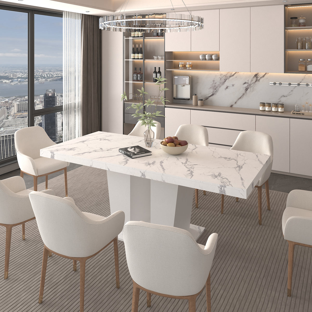 Extendable Dining Room Table for 6-10, Modern All