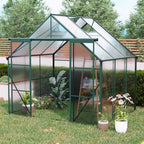 Green Double Door Polycarbonate Greenhouse - 8x6ft