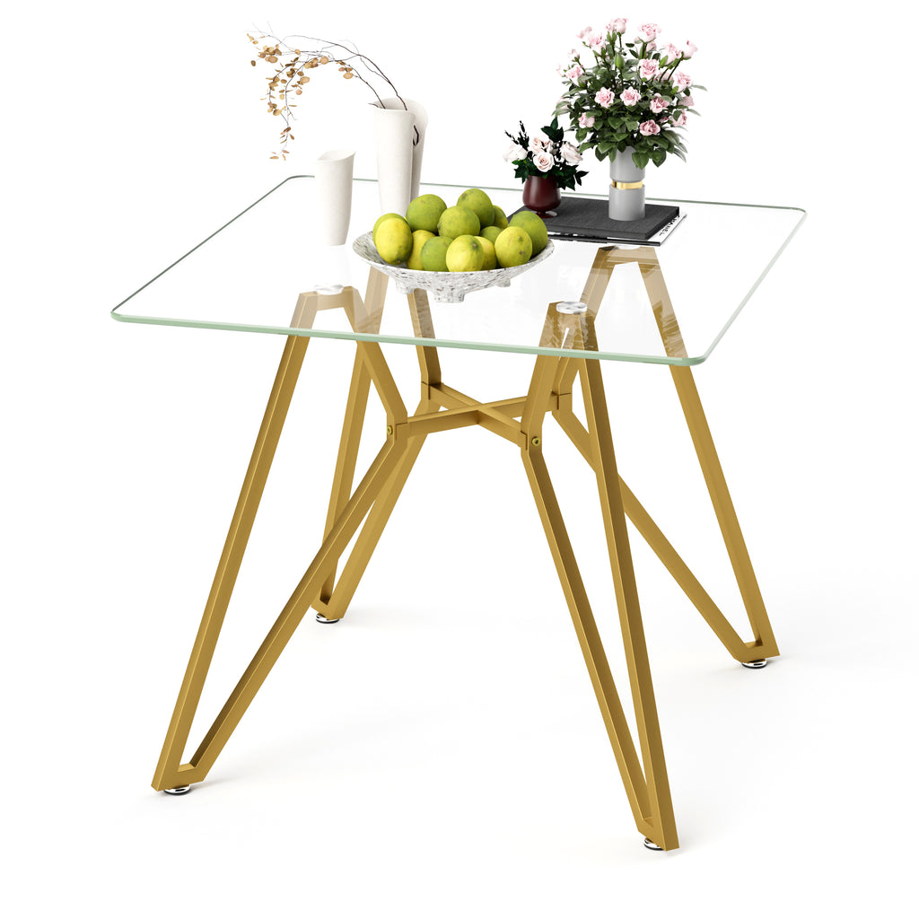 35.4-Inch Square Tempered Glass Dining Table