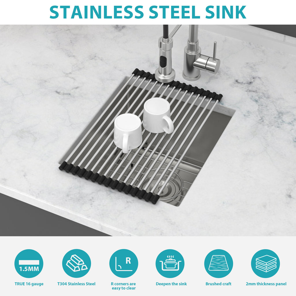 15 Inch Undermount Sink - Stainless Steel Single Bowl Kitchen Sink