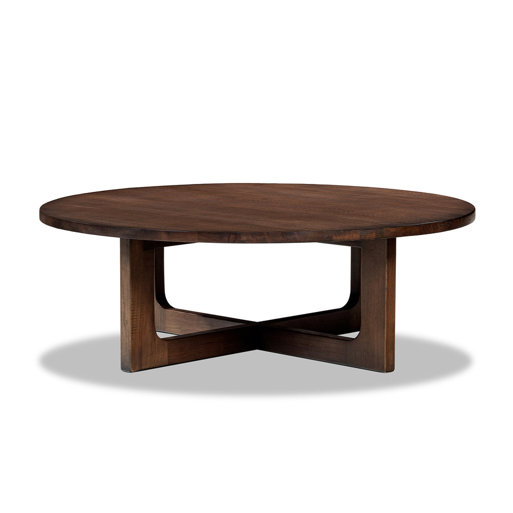 Pino 48-Inch Round Reclaimed Pine Coffee Table, Java