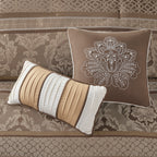 7 Piece Jacquard Comforter Set Brown/Gold King