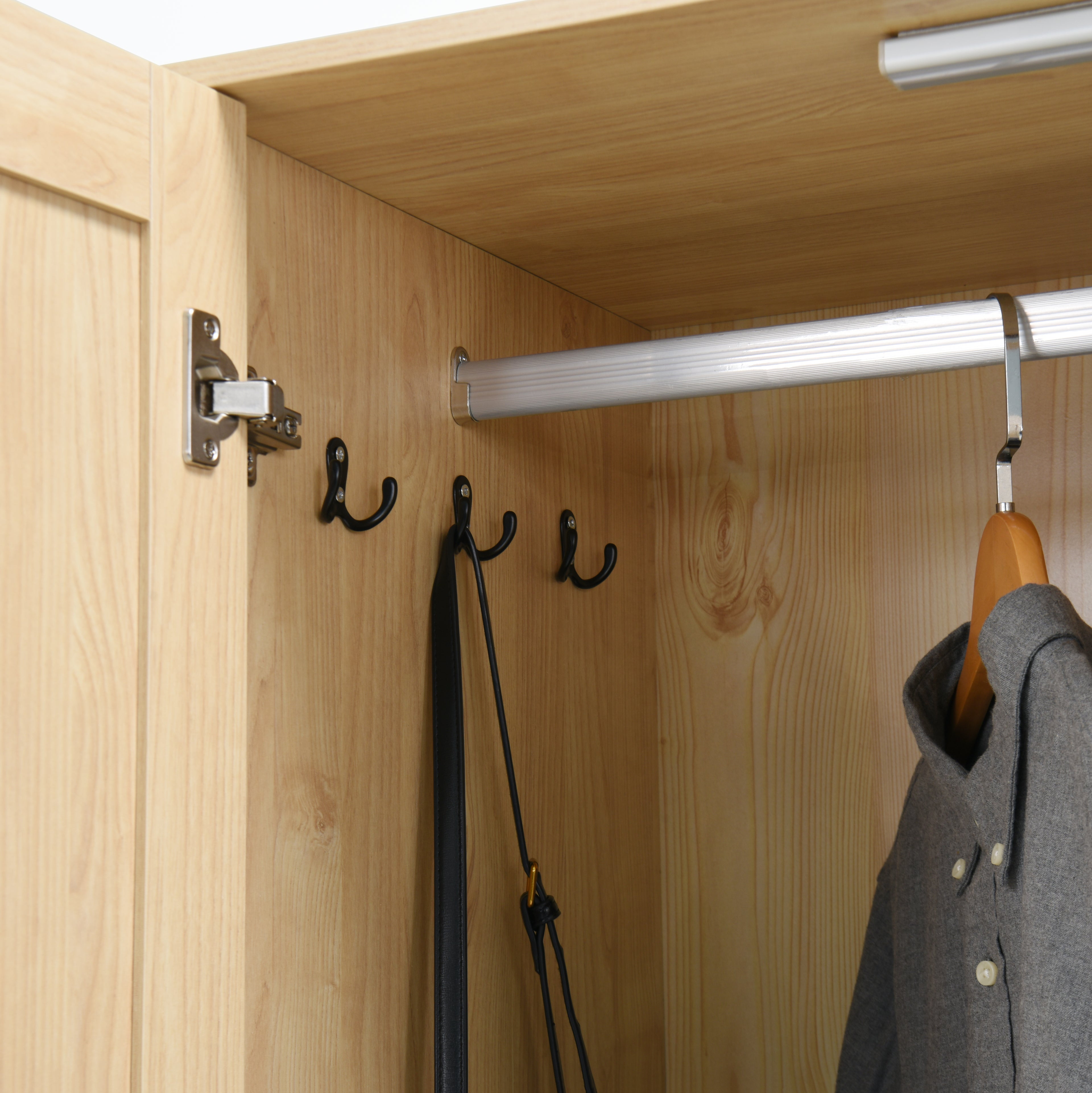 4 Doors Wardrobe Closet with Mirror, LED Wardrobe with Doors