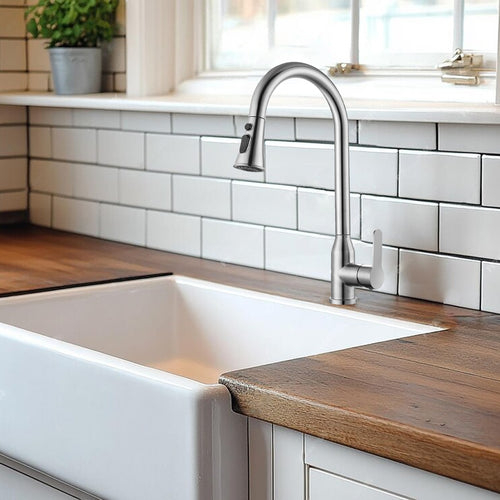 High Arc Single Handle Stainless Steel Brushed Nickel Kitchen Faucet
