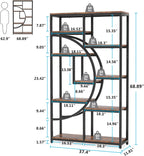 68.89" Height Industrial 5-Tier Rustic Brown Etagere