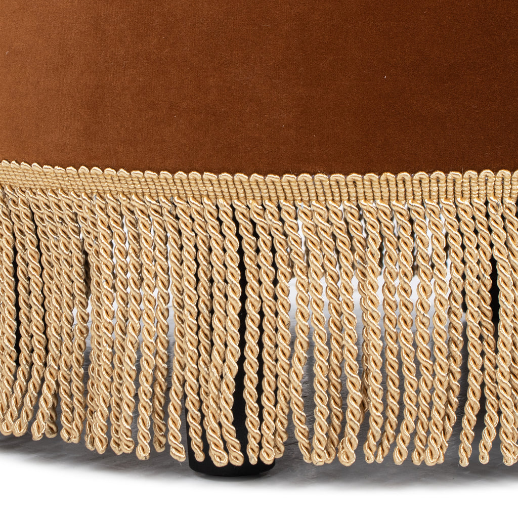 Yolanda 24" Round Upholstered Accent Ottoman - Burnt