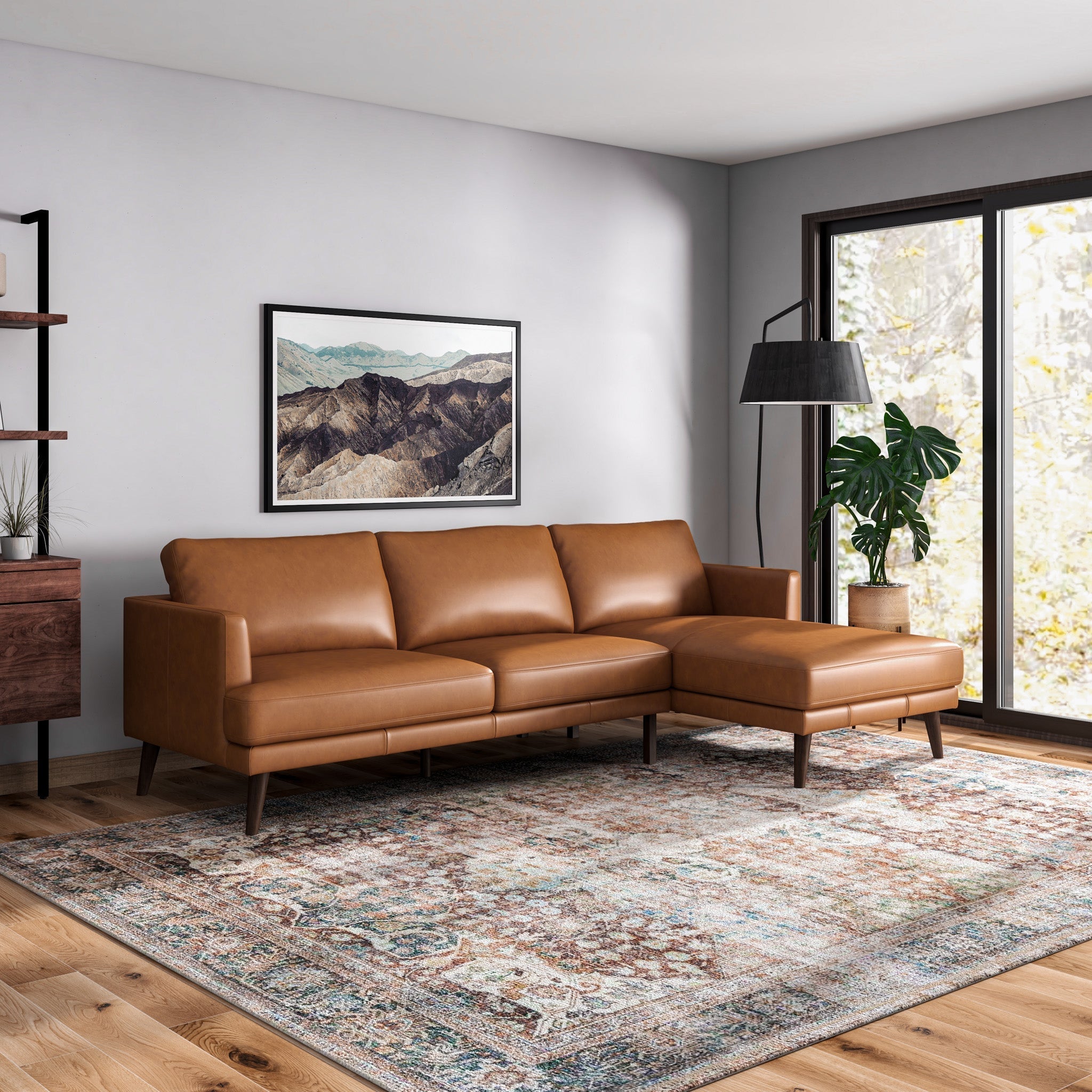 Lore L-Shaped Genuine Leather Sectional