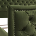 Marcella Upholstered Shelter Headboard Bed Set, King, Olive