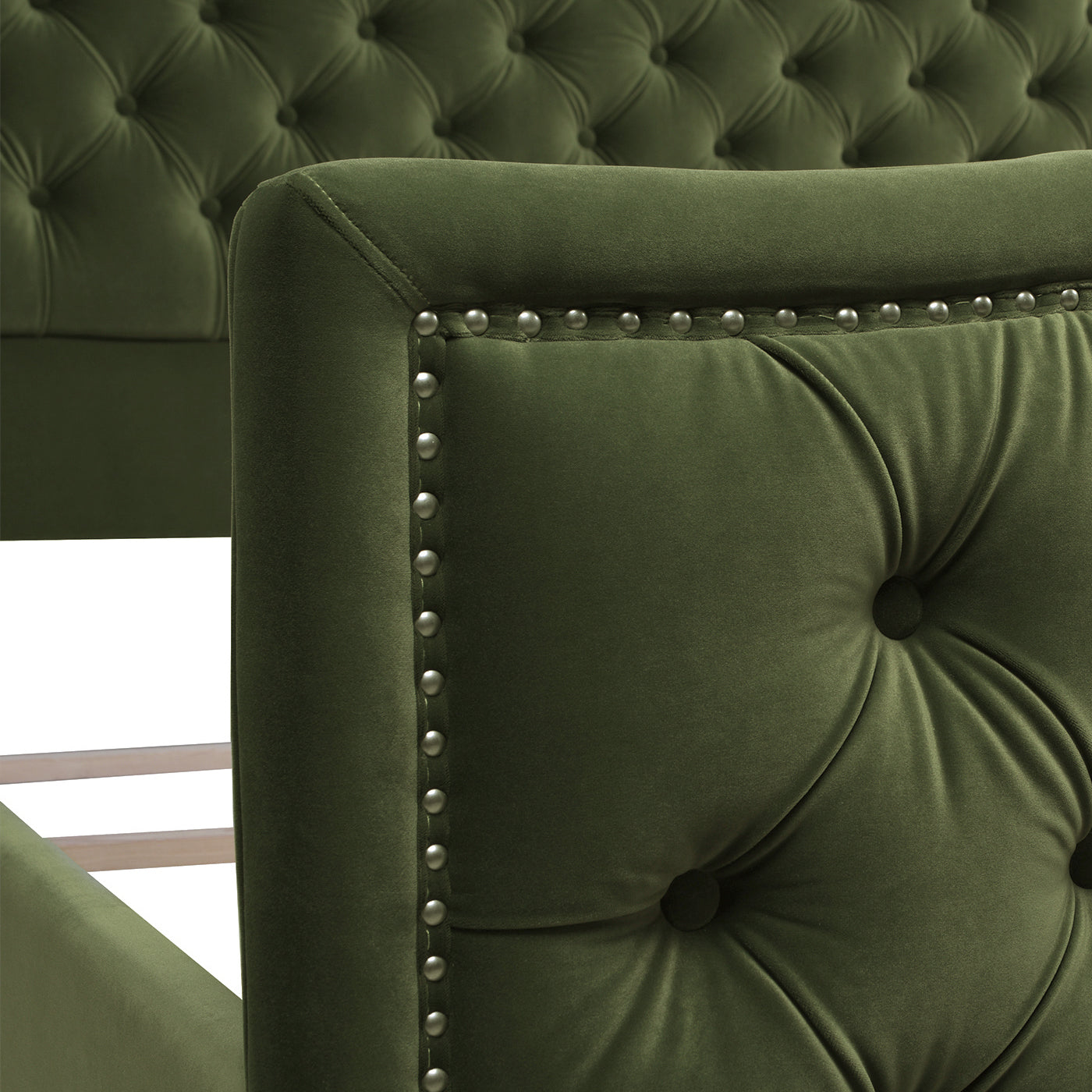 Marcella Upholstered Shelter Headboard Bed Set, King, Olive